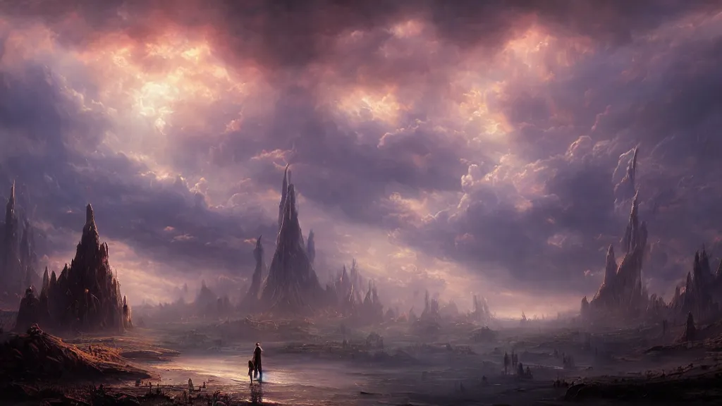 Prompt: a surreal dreamlike scene of the sky shattering like glass, extravagant matte painting, highly detailed oil painting, 8k, devastatingly beautiful atmosphere, elegant cinematic fantasy art, intricate masterpiece