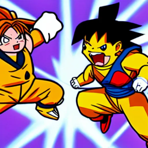 Image similar to newgrounds animation terribly drawn pikachu vs goku from early 2 0 0 0 s