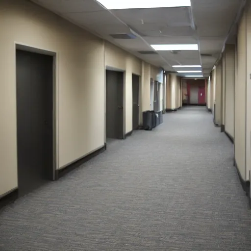 Prompt: an empty office hallway, craigslist photo