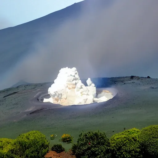 Prompt: there is a volcano erupting from my kitchen sink with streams of lava flowing out from it