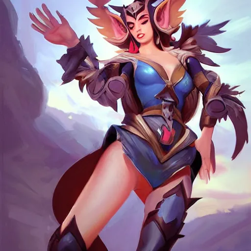 Prompt: greg manchess portrait painting of partially armored ahri from league of legends as overwatch character, medium shot, asymmetrical, profile picture, organic painting, sunny day, matte painting, bold shapes, hard edges, street art, trending on artstation, by huang guangjian, gil elvgren, ruan jia, randy vargas, greg rutkowski, gaston bussiere