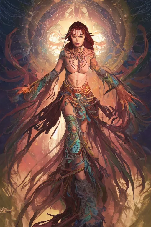 Image similar to shamanic priestess sumara by artgerm, tooth wu, dan mumford, beeple, wlop, rossdraws, james jean, marc simonetti, artstation giuseppe dangelico pino and michael garmash and rob rey and greg manchess and huang guangjian and makoto shinkai