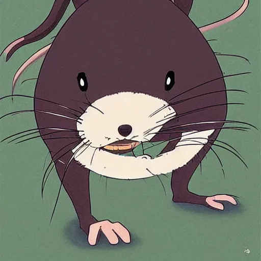 Prompt: giant rat that makes all of the rules, art by studio ghibli
