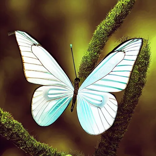 Prompt: body paint by victor adame minguez. a beautiful photograph of a white butterfly fluttering away, into bright light.