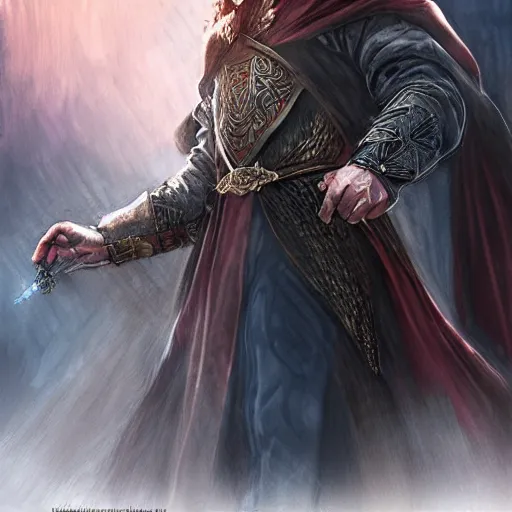 Image similar to henry cavill as a fantasy mage, art by alexey gogin