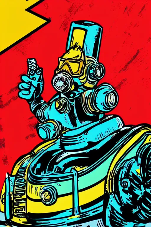 Image similar to fallout 7 6 retro futurist illustration art by butcher billy, sticker, colorful, illustration, highly detailed, simple, smooth and clean vector curves, no jagged lines, vector art, smooth andy warhol style