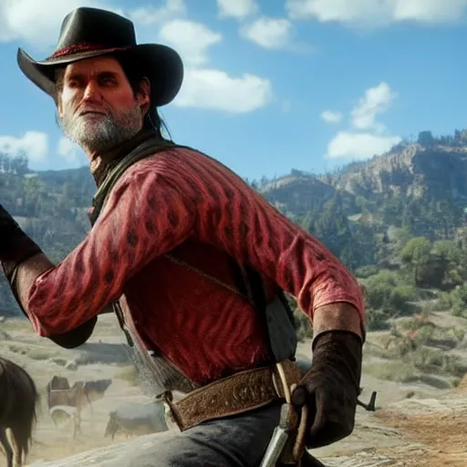 Prompt: jim carrey in red dead redemption 2