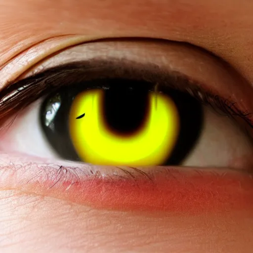 Image similar to yellow glowing triangle with realistic human eye