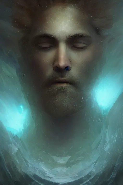 Image similar to Atlantis god, portrait, powerfull, intricate, elegant, volumetric lighting, scenery, digital painting, highly detailed, artstation, sharp focus, illustration, concept art, ruan jia, steve mccurry