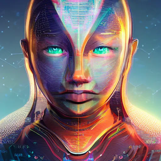 Prompt: DataNFT as a data avatar, take control of your data, hyperrealistic, 8K, epic, trending on artstation, ultra detailed, beautiful lighting, close up, digital painting, isometric, organic, fashion of the future, organic, science fiction, cinematic, HDR, by Ayami Kojima and Ruan Jia and Mandy Jurgens and Artgerm and william-adolphe bouguereau, NFT , seapunk , pop art. masterpiece.