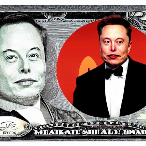 Image similar to Elon musk on the Mars Dollar bill