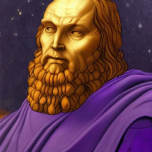 Image similar to thanos, a painting by leonardo da vinci, pixabay contest winner, academic art, da vinci, detailed painting, artwork