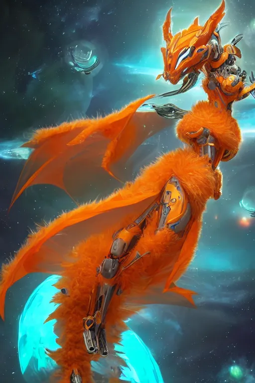 Prompt: galactic hyperdetailed elegant beautiful stunning giantess anthropomorphic mecha sexy hot female fluffy dragon goddess, orange fluffy spines, orange fluffy ears, fluffy green belly, orange body, orange skin, bigger than galaxy, epic proportions, epic scale, epic size, warframe destiny fanart, furry, dragon art, goddess, giantess, furaffinity, octane render