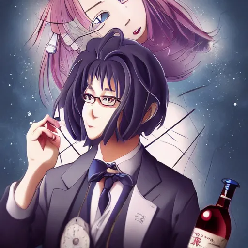 Image similar to portrait of the drunken biologist, anime fantasy illustration by tomoyuki yamasaki, kyoto studio, madhouse, ufotable, trending on artstation