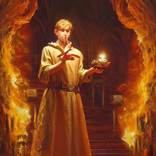 Image similar to A young mage in an invocation ritual, realistic, sharp focus, 8k high definition, insanely detailed, intricate, elegant, art by Justin Gerard