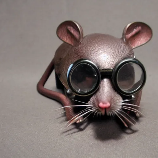 Prompt: a rat with steampunk googles, by burns jim