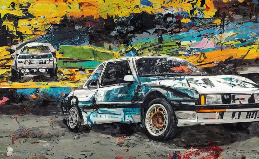 Image similar to ae87 car with sports texture with road track intricate details by Sandra Chevrier