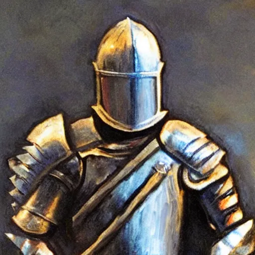 Prompt: a knight in the style of vinnie veritas