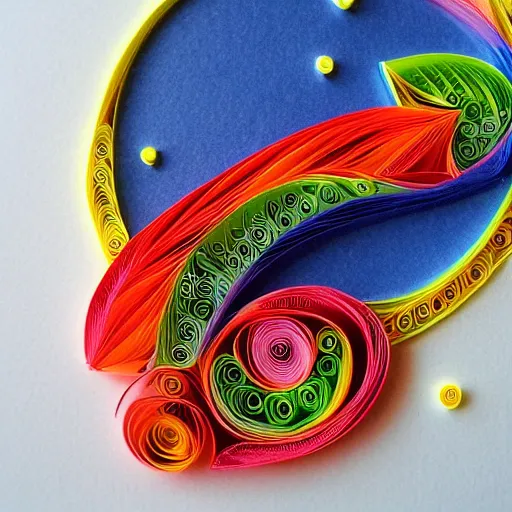 Prompt: Liminal space in outer space, paper quilling art