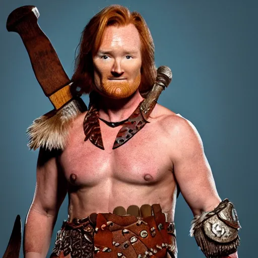 Image similar to Conan O-Brien as a Barbarian, Barbarian Conan O-Brien