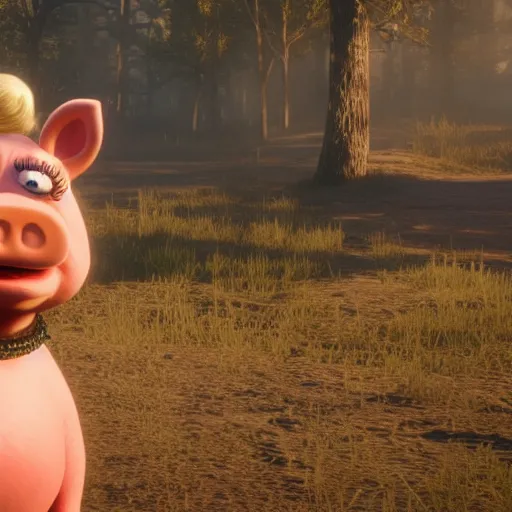 Image similar to Film still of Ms. Piggy in Red Dead Redemption 2 (2018 video game)