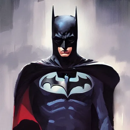 Prompt: batman of the future, brush strokes, oil painting, greg rutkowski