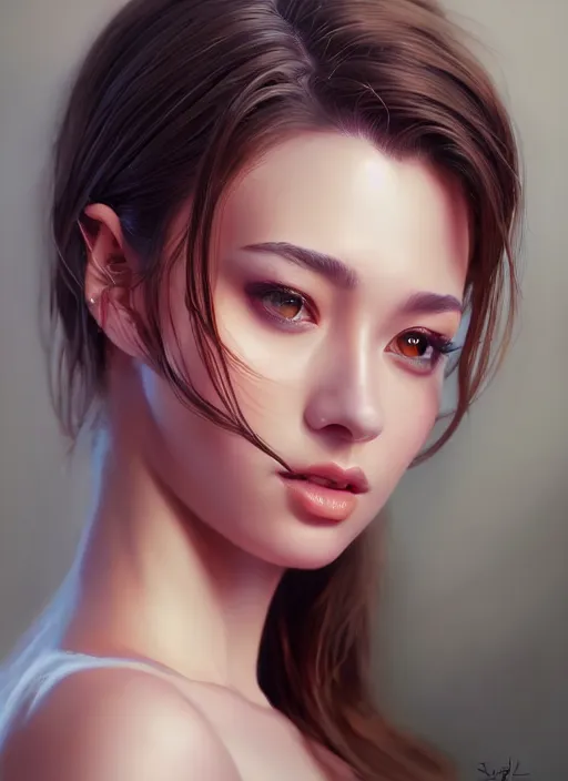 Image similar to photo of a gorgeous young woman in the style of stefan kostic, realistic, sharp focus, 8k high definition, insanely detailed, intricate, elegant, art by stanley lau and artgerm