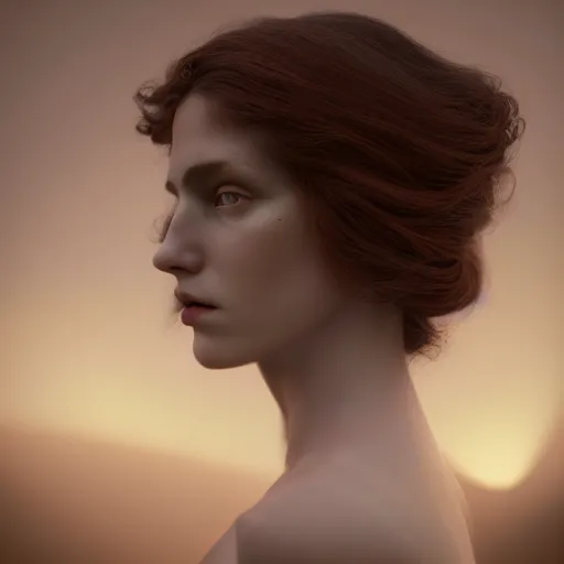 Prompt: photographic portrait of a stunningly beautiful gothic art nouveau secessionist movement female in soft dreamy light at sunset, contemporary fashion shoot, by edward robert hughes, annie leibovitz and steve mccurry, david lazar, jimmy nelsson, breathtaking, 8 k resolution, extremely detailed, beautiful, establishing shot, artistic, hyperrealistic, beautiful face, octane render