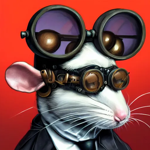 Prompt: a rat with steampunk googles, by Sam Spratt