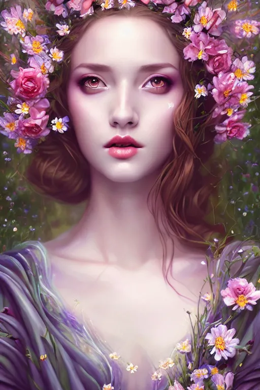 Prompt: artistic painting, medieval princess, ophelia, wearing ornate robes, beautiful eyes and lips, floating supine in a forest pond, flowers, art by artgerm and wlop and brom, highly detailed, 8 k, cinematic, digital painting, sharp focus, illustration, masterpiece