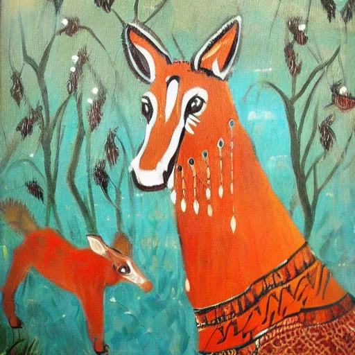 Prompt: moroccan painting of animals