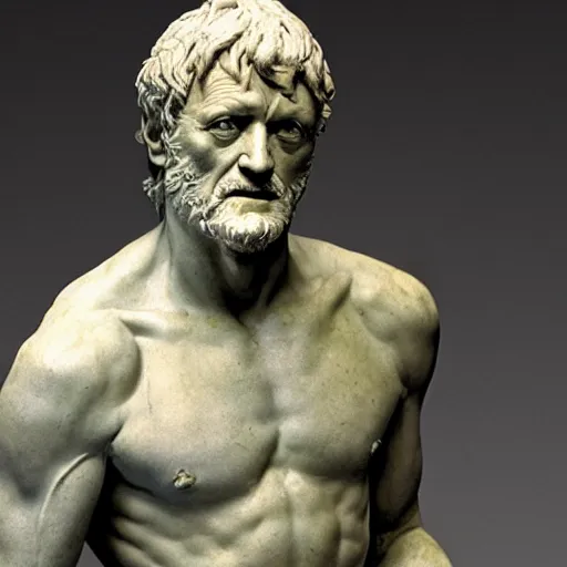 Prompt: a sculpture by michelangelo with the likeness of rutger hauer