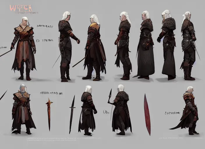 Image similar to character sheet for a beautiful mage for witcher 3, by greg rutkowski, by studio ghibli, digital art, trending on artstation, hd, 8 k, highly detailed, good lighting, beautiful, masterpiece