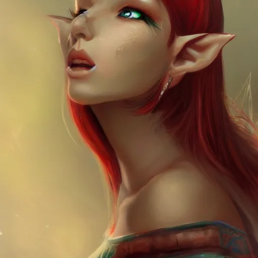 Image similar to female elf detailed painting fantasy art artstation hd detailed painting by lu ji