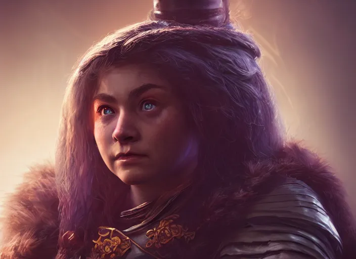 Prompt: Beautiful art portrait of a female dwarf warrior in a dark mystical dark dungeon setting, unreal 5, DAZ, hyperrealistic, octane render, dungeons and dragons, dynamic lighting