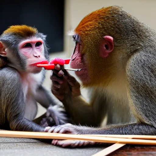 Prompt: Monkey using chopsticks to eat