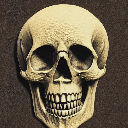 Prompt: shot in 7 0 mm, gothic bas relief of skull with decorative tribal design, textured 3 d, intense detail, hyperealism, 4 k