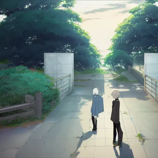 Prompt: Fateful Meeting of Two Soulmates, Anime concept art by Makoto Shinkai