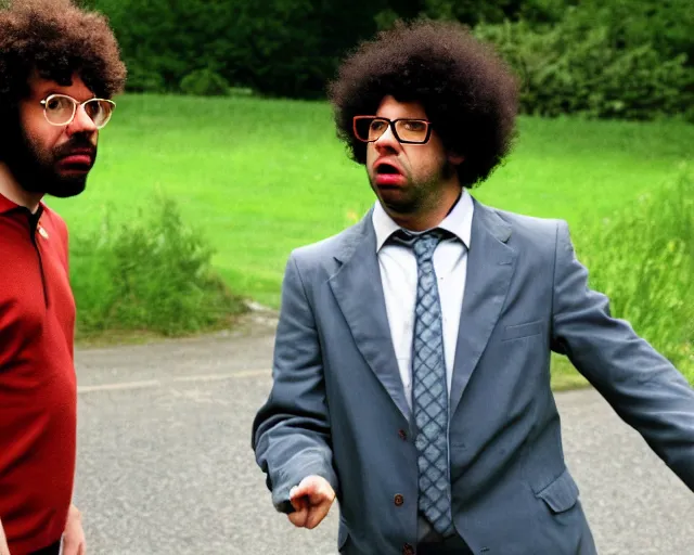 Prompt: richard ayoade as moss and chris o'dowd as roy in the it crowd ( 2 0 0 6 ), channel 4, episode still, 4 8 0 p