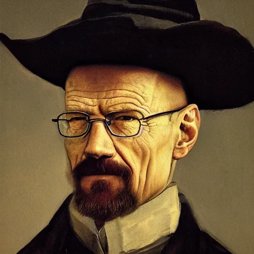 Prompt: a portrait of walter white by Rembrandt