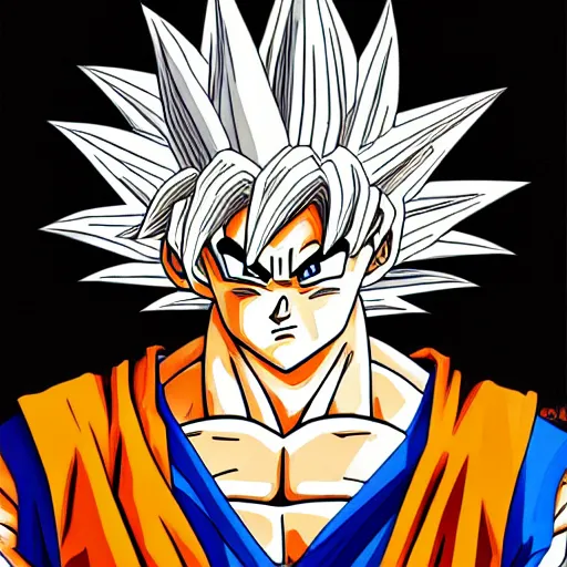 Image similar to a portrait of goku drawn by aleksander rostov