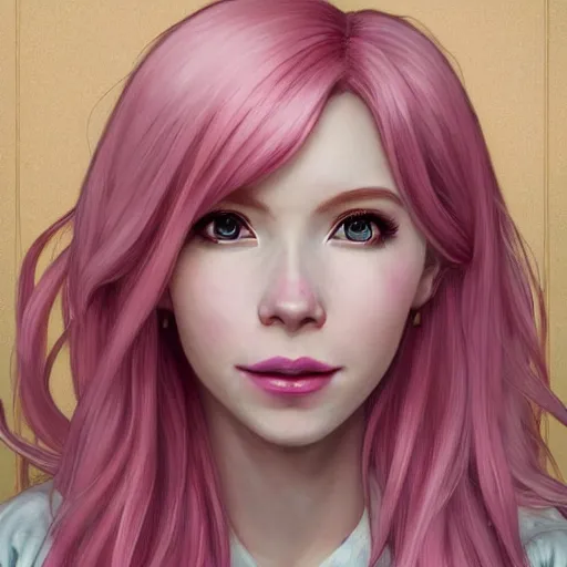 Image similar to perfectly-centered-Portrait of a pink haired belle delphine, The Perfect Human Female Specimen, intricate, elegant, super highly detailed, professional digital painting, artstation, concept art, smooth, sharp focus, no blur, no dof, extreme illustration, Unreal Engine 5, 8K, art by artgerm and greg rutkowski and alphonse mucha and loish and WLOP