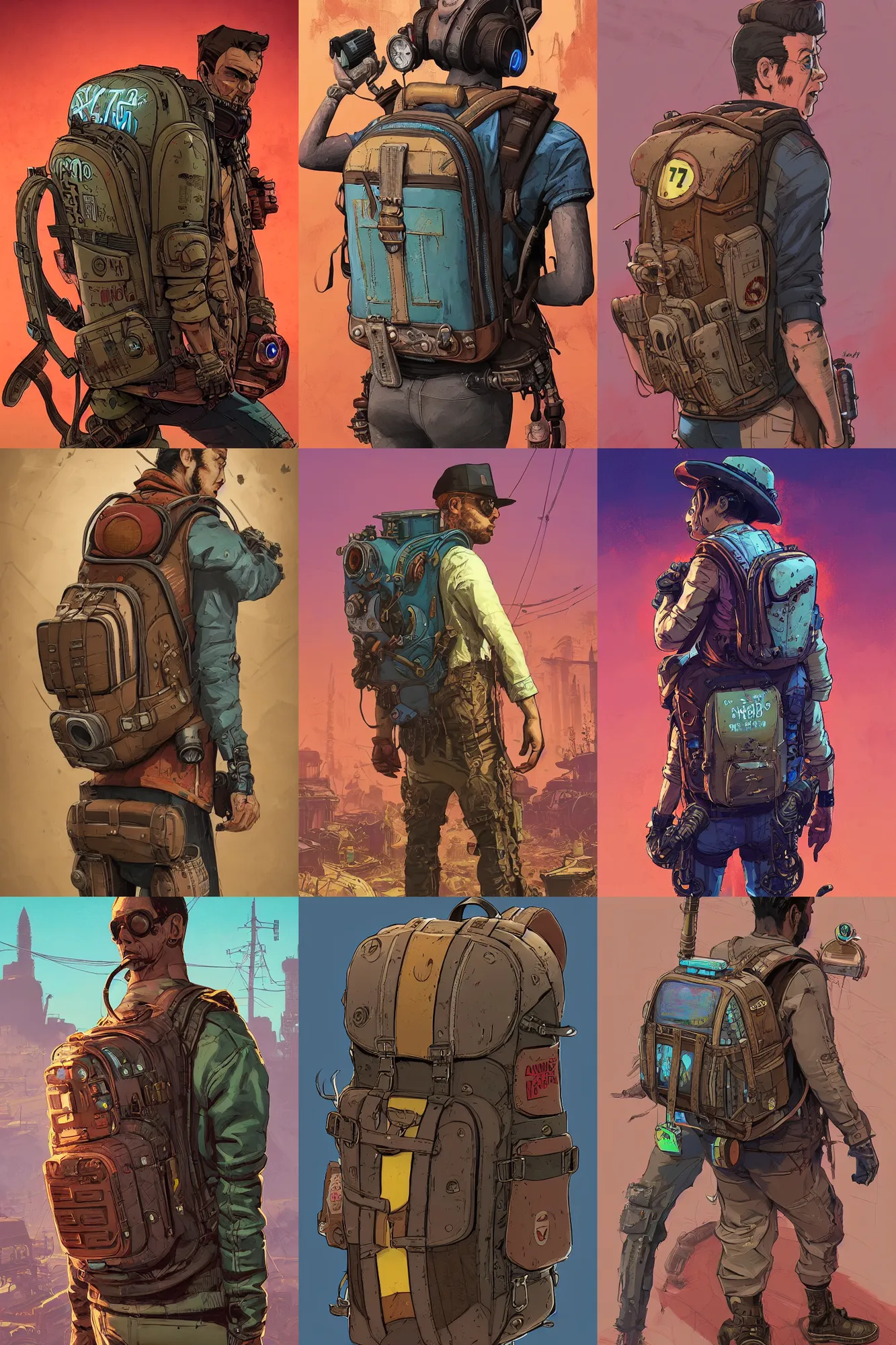 Prompt: hardmesh retro futurist post - apocalyptic steampunk fallout 7 6 gear backpack, hyper realistic, art gta 5 cover, official fanart behance hd artstation by jesper ejsing, by rhads, makoto shinkai and lois van baarle, ilya kuvshinov, ossdraws, feng zhu and loish and laurie greasley, victo ngai