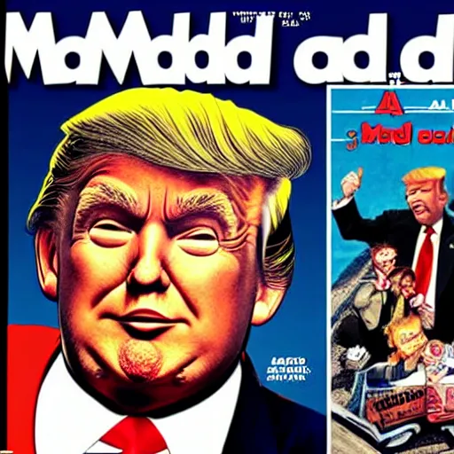 Image similar to Donald Trump on the cover of MAD MAGAZINE coverart stly Al Gaffee