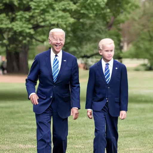 Image similar to A photo of joe biden teams up with a teenage joe biden, perfect faces, 50 mm, award winning photography