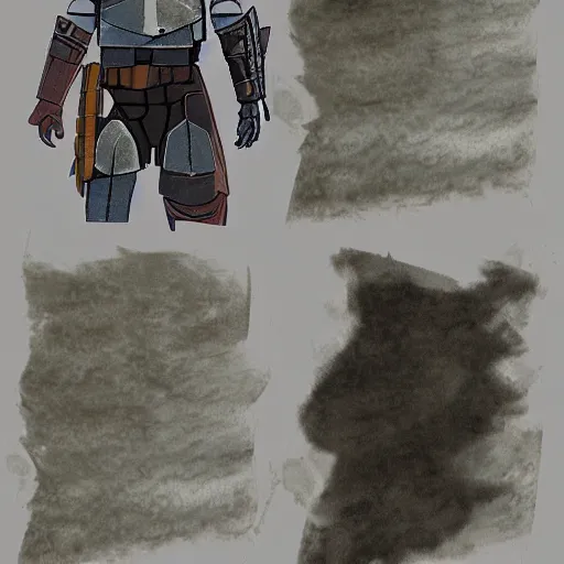 Image similar to the mandalorian concept art old damaged paper texture