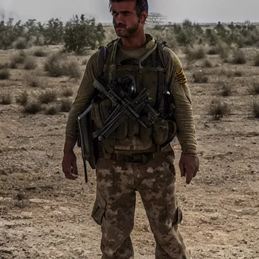 Prompt: kurdish ypg soldier in a movie directed by christopher nolan, movie still frame, promotional image, imax 7 0 mm footage, 8 k uhd