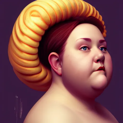 Prompt: portrait of a chubby woman with a bundt bundt pan face, digital art, cgsociety, 8k, trending on artstation