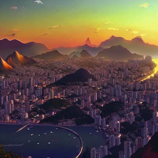 Image similar to beautiful anime Rio de Janeiro by makoto shinkai