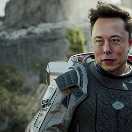 Image similar to movie still of elon musk in apex legends,